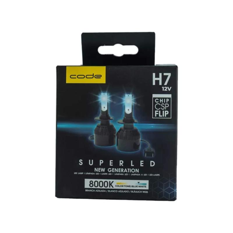 Lâmpada Automotiva Led 12V DC 8000K H7 3200 Lúmens com 2 unidades